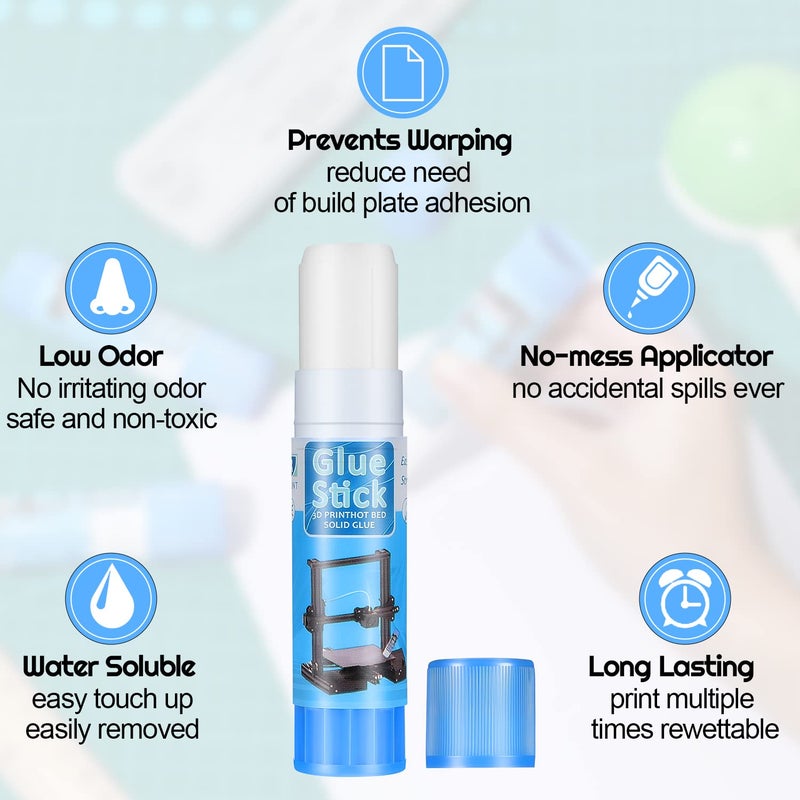 Outus 6 Pack 3D Printer Glue Sticks for Hot Bed PVP 3D Printer Adhesive Solid Glue Sticks for PLA/ABS/PETG/PC/PA/TPU Hot Bed Removing Printing Models - Image 3
