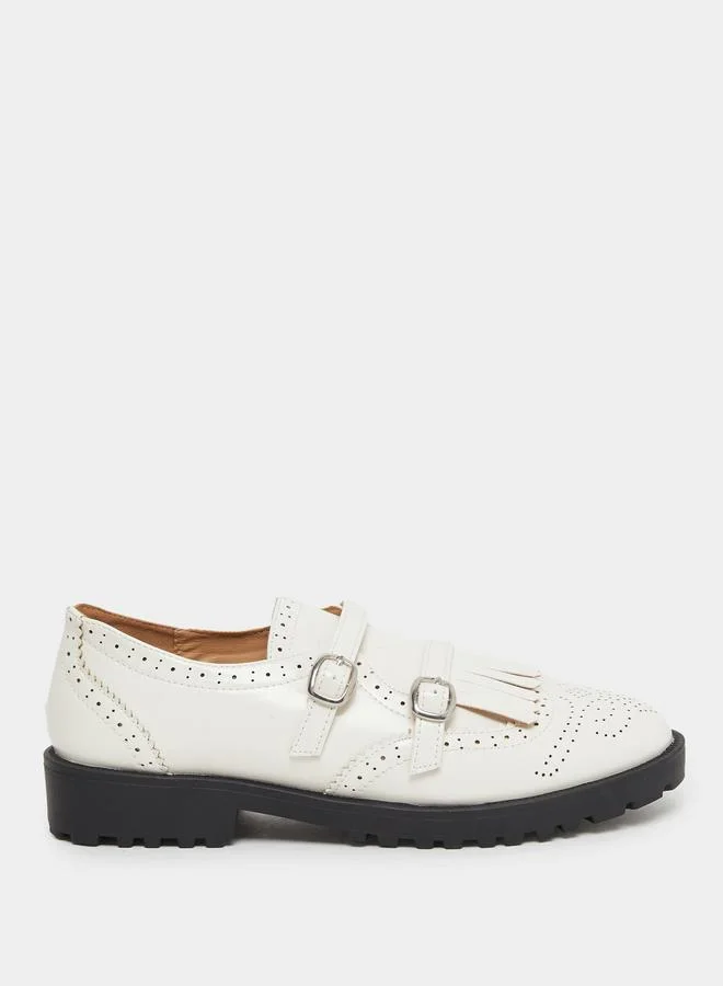 Styli Styli Casual Ruffle Detail Slip On Shoes with Double Buckle