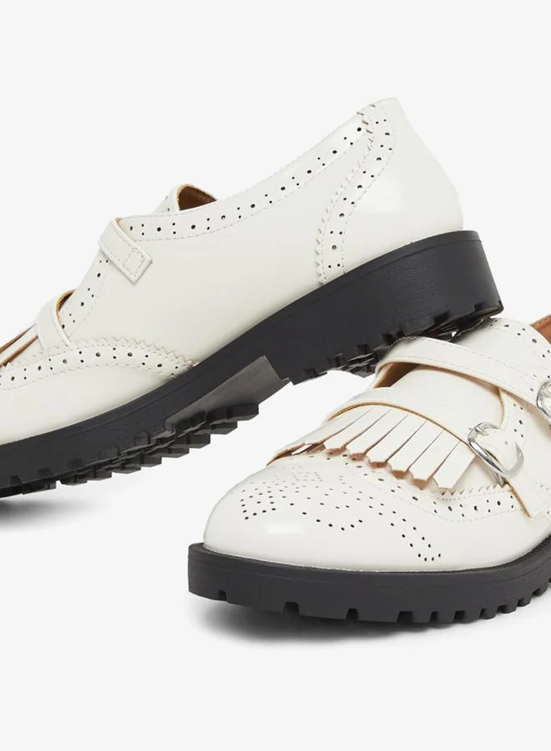 Styli  Casual Ruffle Detail Slip On Shoes with Double Buckle for Women | Best Price UAE