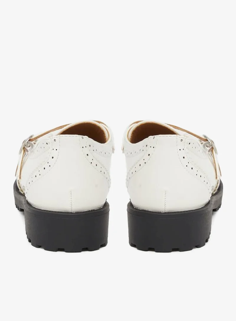 Styli  Casual Ruffle Detail Slip On Shoes with Double Buckle for Women | Best Price UAE