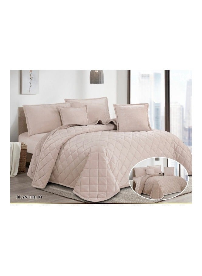 4-piece royal comforter set, winter, two-sided, velvet side and fur side, king size, 160x220 cm - Image 1