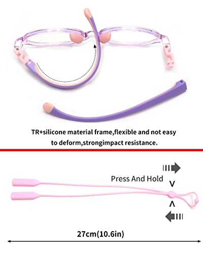 JM Kids Blue Light Glasses, Computer Gaming Grasses for Girls Boys Age 3-10, Anti Blue Ray TR90 Eyeglasses Pink Round Style - Image 4