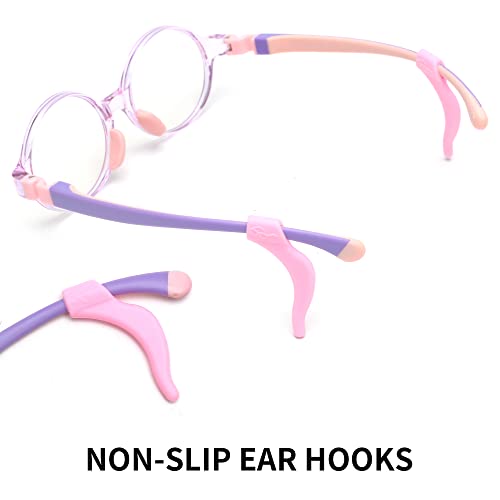 JM Kids Blue Light Glasses, Computer Gaming Grasses for Girls Boys Age 3-10, Anti Blue Ray TR90 Eyeglasses Pink Round Style - Image 5