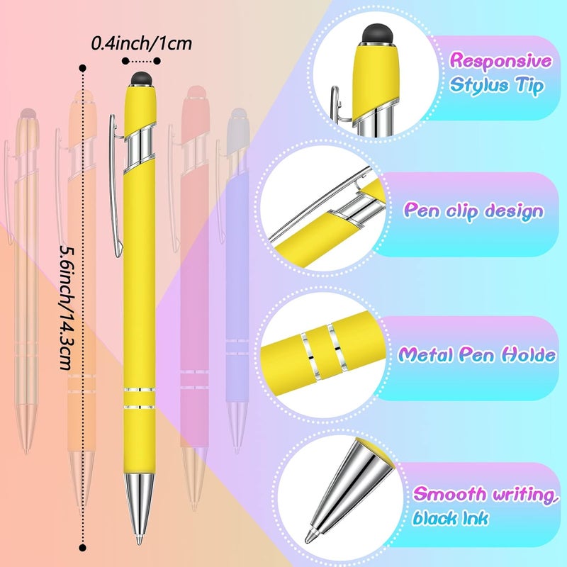 cheekyglo Ballpoint Pen with Stylus Tip, Black Ink Stylus Pens Metal Pens for Touch Screens 2 in 1 Stylus Ballpoint Pen Colorful Rainbow Rubberized Touch Ballpoint Pen for Office Supplies Women Men (48 Pieces) - Image 2