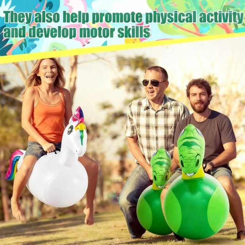HI-BOOM هيبوم 4 قطع ألعاب قفز عملاقة قابلة للنفخ 51 بوصة ألعاب حيوانات قافزة لعبة ركوب قافز لهدايا حفلات عيد الميلاد تدعم حتى 250 رطل (ديناصور) - Image 5