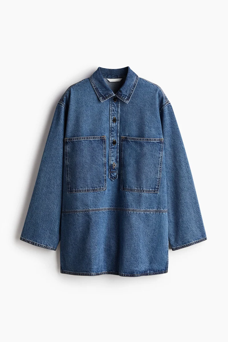 اتش اند ام Long denim shirt
