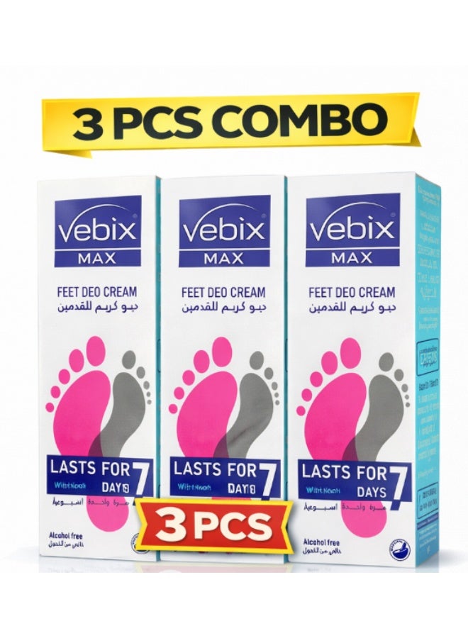 Vebix Max Feet Deo Cream with Menthol 3PCS