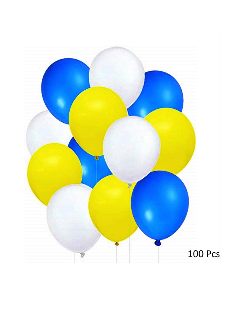 Boxwoods Blue Yellow White Balloons For Birthday Minion Theme  And Picnic Party Decoration - Image 1