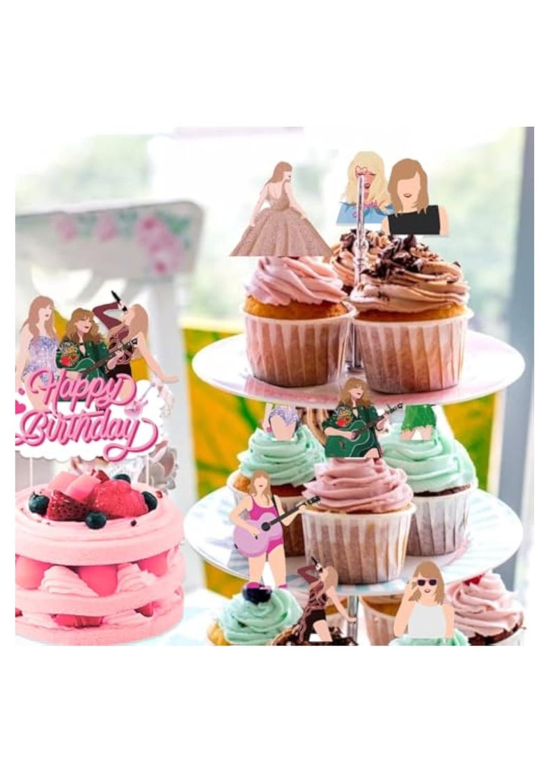 Zikra 26 Pcs Girl Cake Topper, Music Birthday Decorations, for ErasThemed Birthday Party Decorations, Concert Theme Birthday Party Cake Decorations Supplies - Image 2