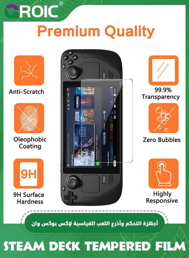 GROIC Anti Glare Tempered Glass Screen Protector for Steam Deck, 0.33mm Thin, Fingerprint-Resistant, Complete w/Cleaning Cloth, Wipes, Dust Absorption, & Guide Stickers, Steam Deck Accessories  - Image 2