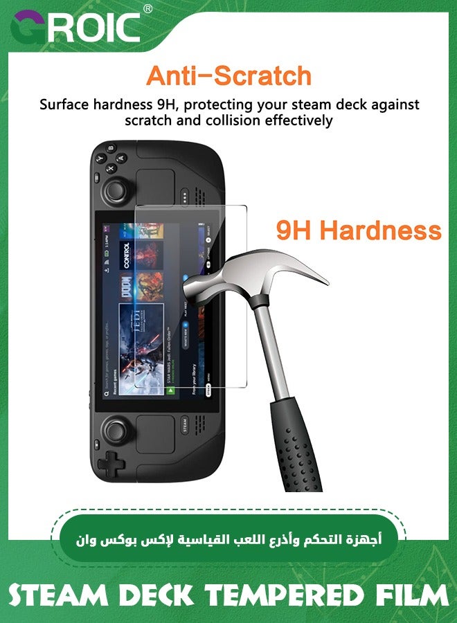 GROIC Anti Glare Tempered Glass Screen Protector for Steam Deck, 0.33mm Thin, Fingerprint-Resistant, Complete w/Cleaning Cloth, Wipes, Dust Absorption, & Guide Stickers, Steam Deck Accessories  - Image 5