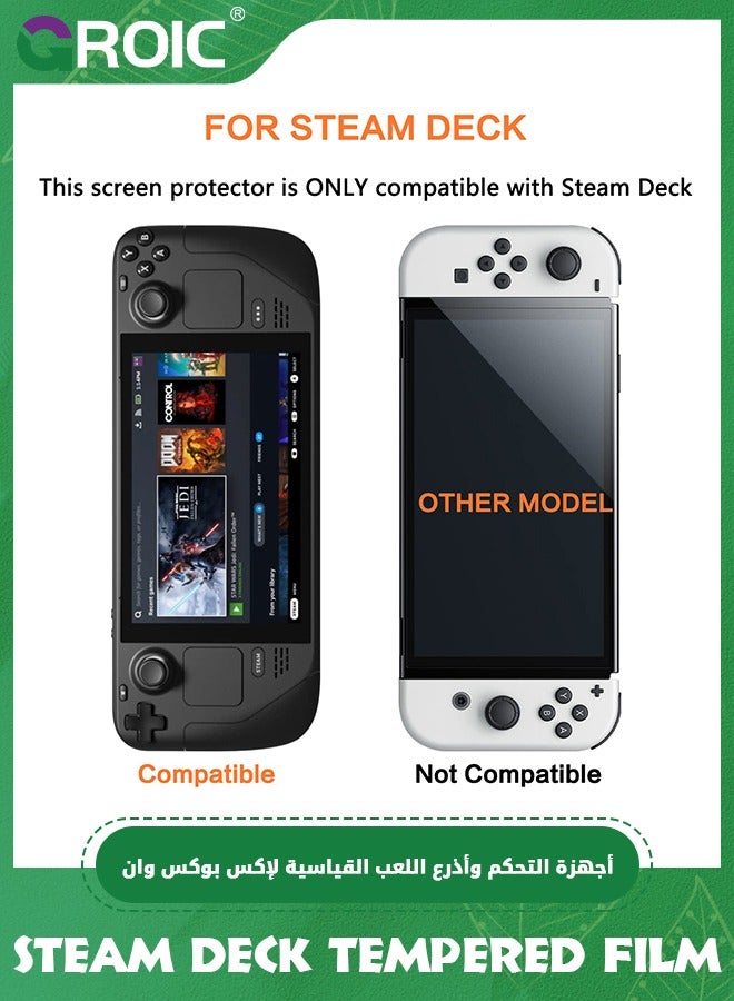 GROIC Anti Glare Tempered Glass Screen Protector for Steam Deck, 0.33mm Thin, Fingerprint-Resistant, Complete w/Cleaning Cloth, Wipes, Dust Absorption, & Guide Stickers, Steam Deck Accessories  - Image 4