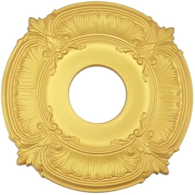 CEILING LIGHT MEDALLION DECORATIVE CEILING FAN MEDALLION PU CEILING MEDALLION FOR LIGHT FIXTURES 12.01"OD X 3.35"ID GOLD - Image 1