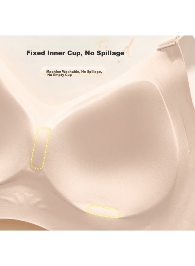 Finseech Fenshique Cool Feeling Jelly Strip Soft Support Wire-free Bra Preventing Sagging Chest Champagne M - Image 2
