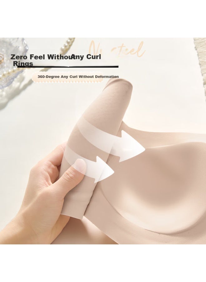 Finseech Fenshique Cool Feeling Jelly Strip Soft Support Wire-free Bra Preventing Sagging Chest Champagne M - Image 3