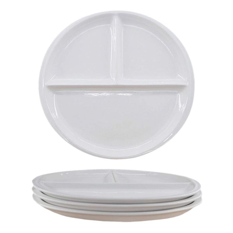 FLYING BALLOON 4 pcs Elegant Round Shaped Ceramic Divided Plate Dinner Plates Luncheon Plates Salad Plates Dishes for Kitchen