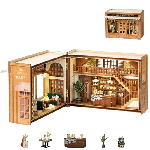 Flever Dollhouse Miniature DIY House Kit Creative Room with Furniture for Romantic Valentines Gift Bagel Time - Image 1