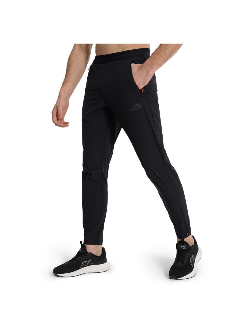 Athlex Men's Running Trousers Protect Black – ATDRY Moisture-Wicking Fabric, Reflective Safety, Ergonomic Fit, Thermoregulation, Practical Design - Image 2