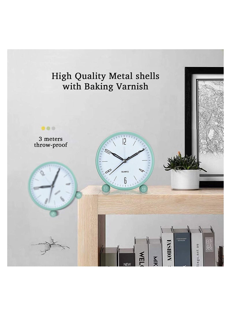 SYOSI Analog Alarm Clock, 4 inch Super Silent Non Ticking Small Clock with Night Light, Battery Operated, Simply Design, for Bedroom, Bedside, Desk,  - Image 3