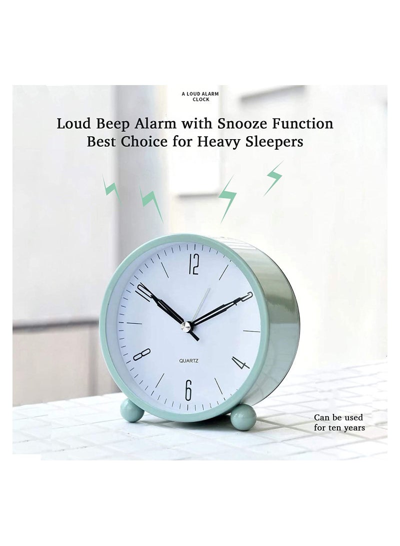 SYOSI Analog Alarm Clock, 4 inch Super Silent Non Ticking Small Clock with Night Light, Battery Operated, Simply Design, for Bedroom, Bedside, Desk,  - Image 2