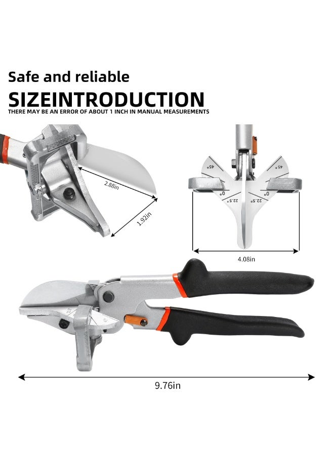 كيلا أدوات يدوية متعددة الزوايا، مقصات يدوية متعددة الزوايا، مقصات يدوية متعددة الزوايا قابلة للتعديل بزاوية 45-135 درجة، قاطع دائري ربع دائري للقطع، مناسب لقطع الخشب اللين والبلاستيك والبولي فينيل كلوريد - Image 4