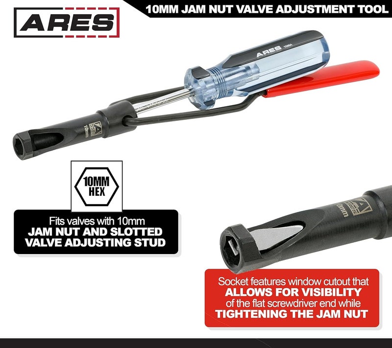 ARES 15094 – 10mm Jam Nut Valve Adjustment Tool – Easily Loosens Tight Jam Nuts with Window Cut Out for Positioning – for Honda, for Toyota, for Nissan, and Other Japanese Engines - Image 2