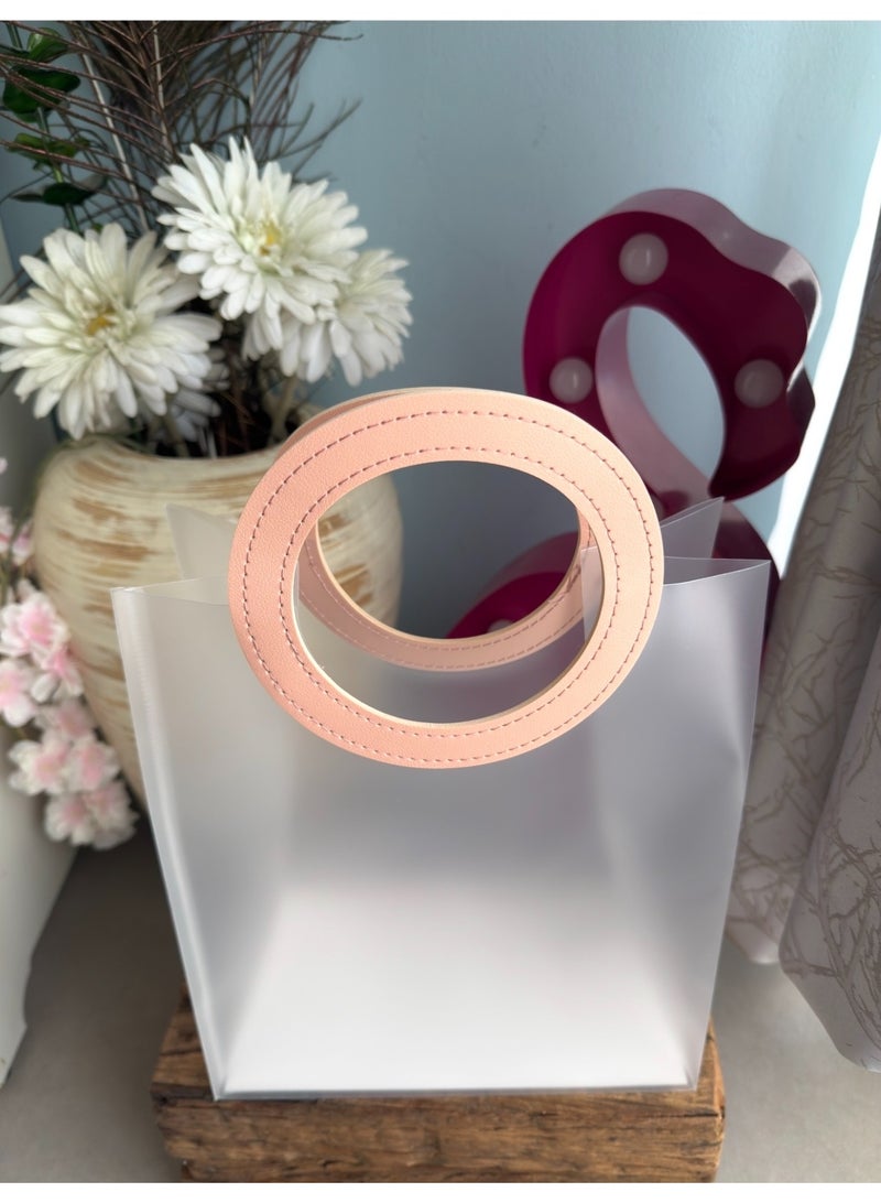 Moon Berry Transperant Gift bag with Pink Handle - Sold Per Pc - Image 2