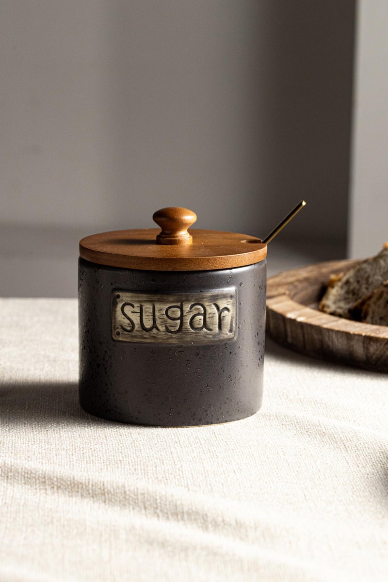 LYEOBOH Black Sugar Bowl with Lid and Spoon, 15 Oz Farmhouse Sugar Container Holder for Coffee Bar Accessories, Food Storage Containers - Modern Kitchen Decor Housewarming Gift - Image 5