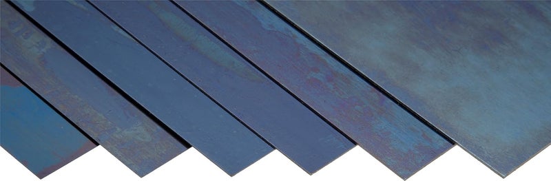 Spring Steel 1095 Shim Sheet Assortment, Blue Tempered, Polished Finish, AMS 5122, SAE 1095, AISI 1095, Blue, 0.005", 0.010", 0.015", 0.020", 0.025", 0.032" Thick, 6" Width, 12" Length (Pack of 6)