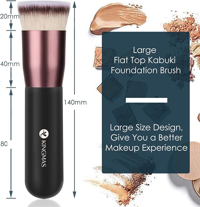 KINGMAS Angled Top Foundation Brush Premium Kabuki Makeup Brush for Liquid Blending Cream PowderBlush Buffing Stippling Face Makeup Tools - Image 5