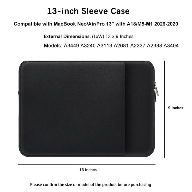 MasiBloom Laptop Sleeve for MacBook Neo/Air/Pro 13 inches A18/M5/M4/M3/M2/M1 Chip 2026-2020 A3404 A3449 A3240 A3113 A2681 A2337 A2338 with 2 Pockets Tablet Bag Case Accessories - Image 2