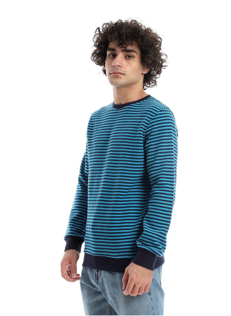 Caesar - Mens Round Neck Stripped Sweatshirt - Image 1