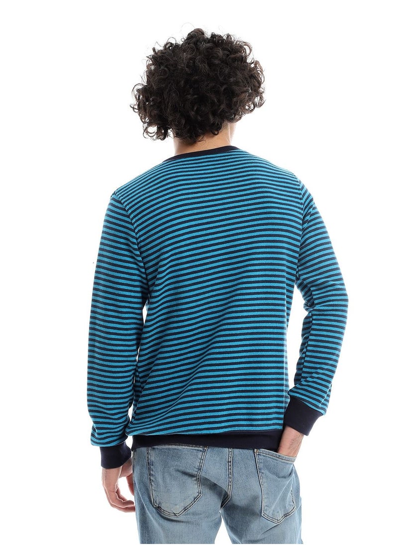 Caesar - Mens Round Neck Stripped Sweatshirt - Image 1