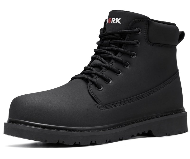LARNMERN Soft Toe Work Boots Men Waterproof Non Slip Hiking Tactical Motorcycle Chukka Boot 6 Inch Leather Comfortable Shoes 51632(10.5 Men, Black) - Image 1