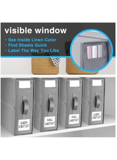XiuWoo 2 Pack Large Capacity Bed Sheet Organizers Storage, Foldable Sheet Organizer, Linen Drawer Closet Organizer, Sheet Folder Organizer, Cloth Organizer with Reinforced Handle and Window  - Image 3
