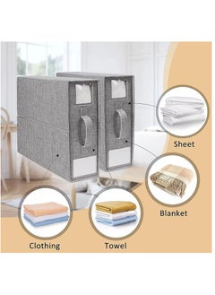 XiuWoo 2 Pack Large Capacity Bed Sheet Organizers Storage, Foldable Sheet Organizer, Linen Drawer Closet Organizer, Sheet Folder Organizer, Cloth Organizer with Reinforced Handle and Window  - Image 2