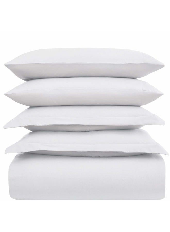 mellanni Duvet Cover Set 5pcs - Soft Double Brushed Microfiber Bedding with 2 Shams and 2 Pillowcases - Button Closure and Corner Ties - Wrinkle, Fade, Stain Resistant (Full/Queen, White) - Image 5