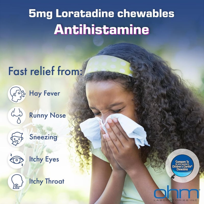 Ohm Childrens Loratadine Chewable Tablets 2 Flavors Treats Indoor  Outdoor Allergies - Image 2