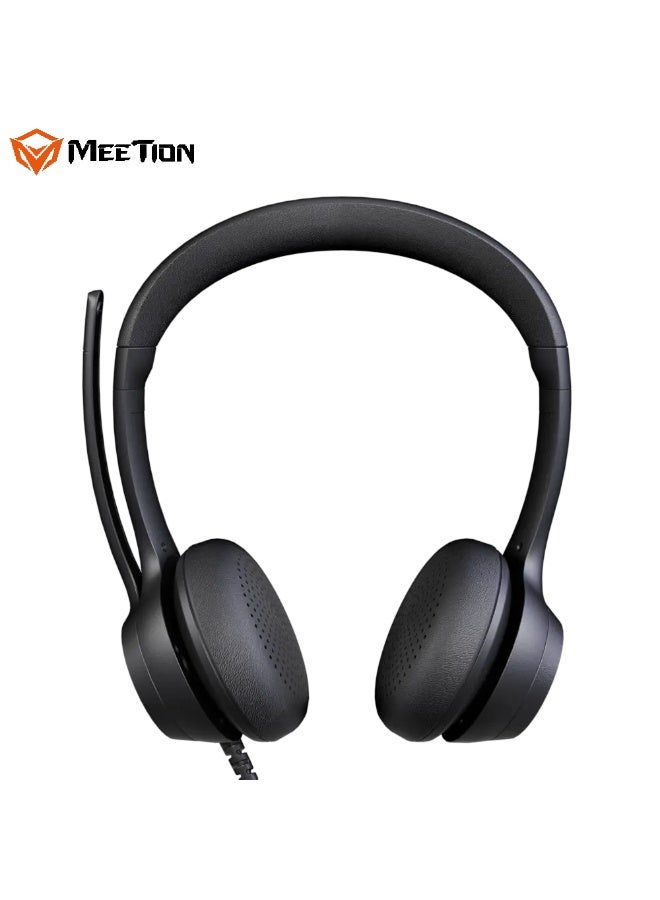 MEETION USB Wired Lightweight Telephone Headset H390U High Sensitivity Flexible Microphone Large 40mm Speaker Ultra Lightweight Ergonomic Design USB Wired Connection - Image 5