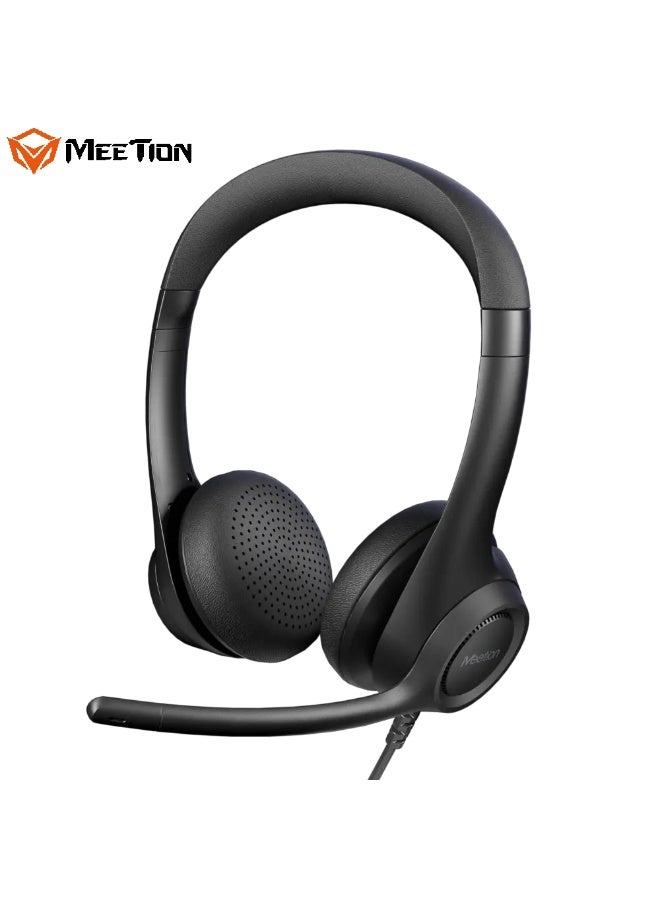 MEETION USB Wired Lightweight Telephone Headset H390U High Sensitivity Flexible Microphone Large 40mm Speaker Ultra Lightweight Ergonomic Design USB Wired Connection - Image 4