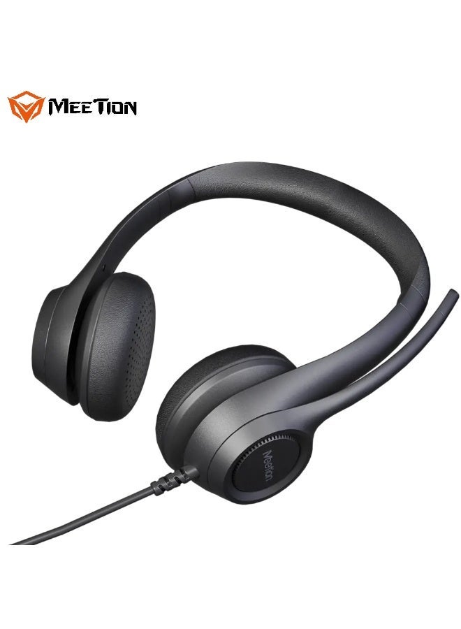MEETION USB Wired Lightweight Telephone Headset H390U High Sensitivity Flexible Microphone Large 40mm Speaker Ultra Lightweight Ergonomic Design USB Wired Connection - Image 3