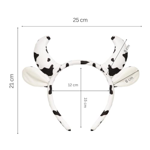 Radhu & Kabby Cow Horn Headband | Soft Plush Cow Print with Cute Ears & Horns | Fun Party, Costume & Festive Accessory for Women & Kids | Comfortable & Lightweight | Pack of 1 - Image 3
