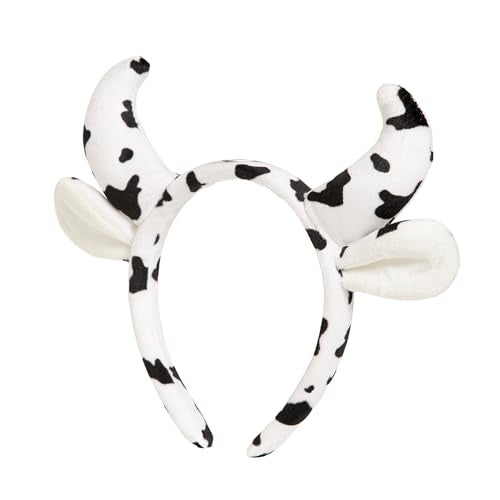 Radhu & Kabby Cow Horn Headband | Soft Plush Cow Print with Cute Ears & Horns | Fun Party, Costume & Festive Accessory for Women & Kids | Comfortable & Lightweight | Pack of 1 - Image 1