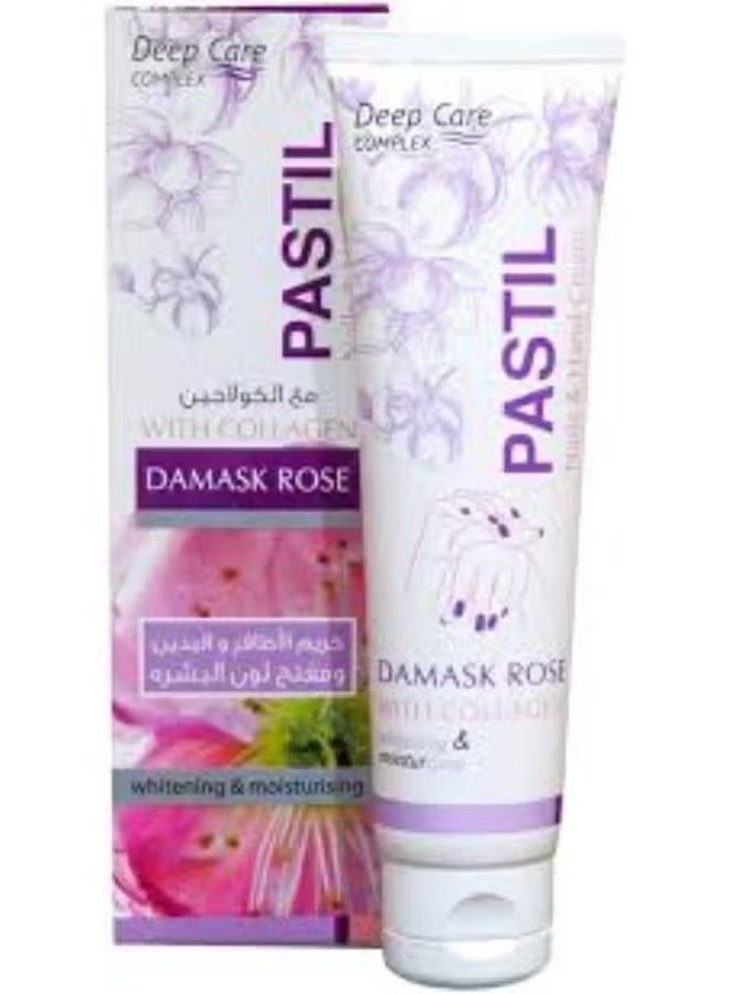 Pastil nail and hand cream with Damask rose extract and collagen.