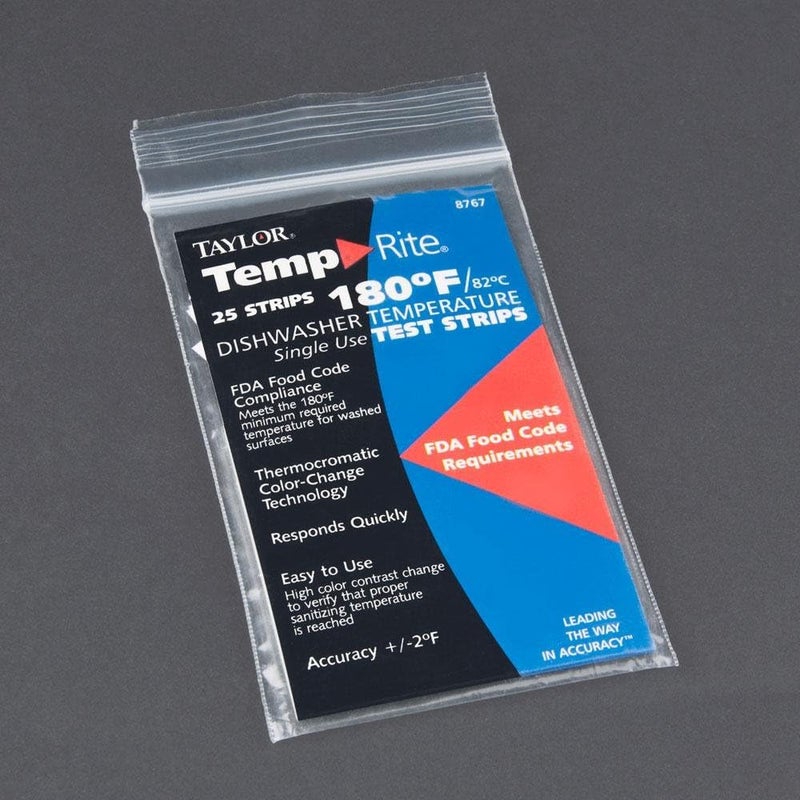 Taylor Precision TempRite 180°F Dishwasher Temperature Test Strips - 25 Single Use Strips - Image 4