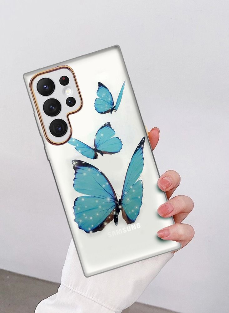 JOWAY Samsung Galaxy S22 Ultra Butterfly Print Clear Case Ultra Slim Shockproof Transparent Cover Design 10 - Image 3