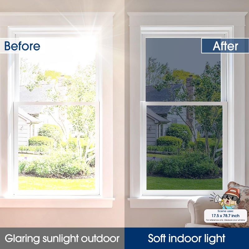 Coavas One Way Privacy Window Film, Sun Blocking Reflective Window Film See Out Not in, Heat Control Window Tint for Home, Anti UV Static Cling for Windows Office Door (Black, 23.6 Inch X 6.5 Feet) - Image 5