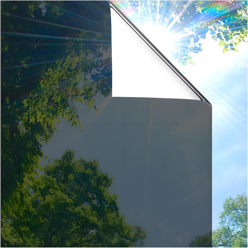 Coavas One Way Privacy Window Film, Sun Blocking Reflective Window Film See Out Not in, Heat Control Window Tint for Home, Anti UV Static Cling for Windows Office Door (Black, 23.6 Inch X 6.5 Feet) - Image 1