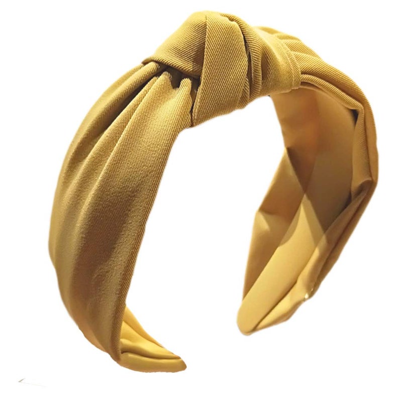 Etercycle Headband for Women Knotted Wide Headband Yoga Hair Band Fashion Elastic Hair Accessories for Women Yellow