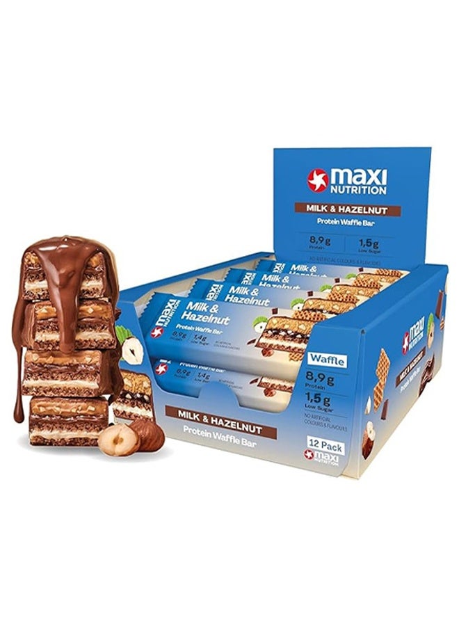 Maxi Nutrition Milk & Coconut Protein Waffle Bar | With 8.9g Protein | Low Sugar Per Serving | No Artificial Colour & Flavor Added (Pack of 12 x 40g Each) - Image 1